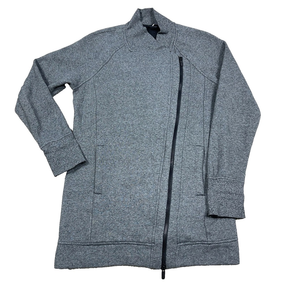 Lululemon Back To It Wrap Fleece Jacket Heathered Stretch Full Zip Gray Size 6
